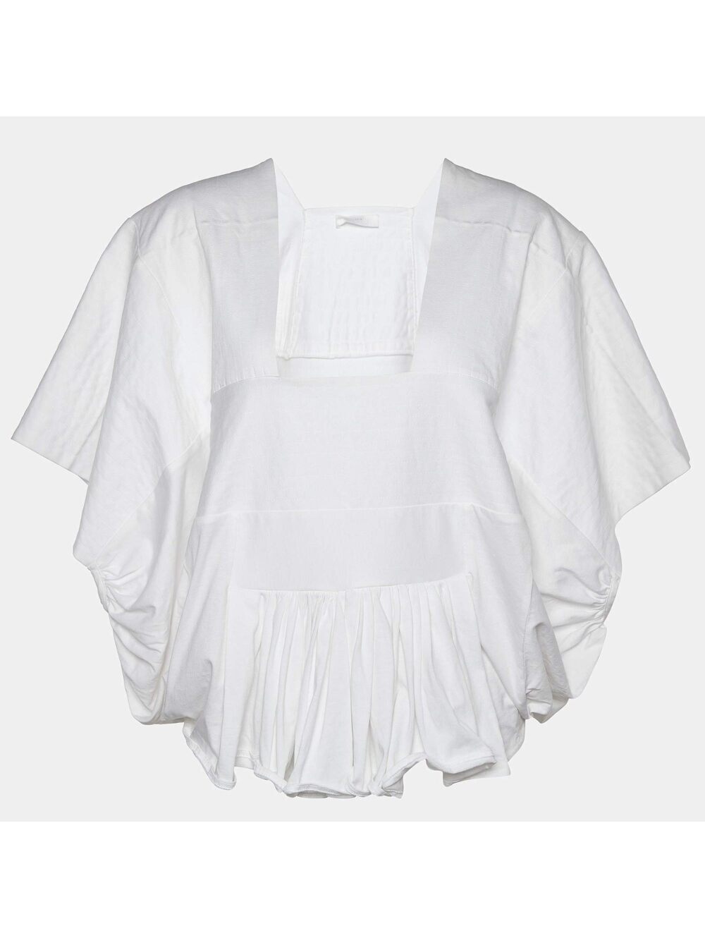 Chloé White Wardrobe Puff Sleeve Peplum Top XS White Cotton Poplin Blouse